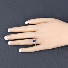 Load image into Gallery viewer, 1.05 Carat Genuine Blue Sapphire and White Diamond 10K White Gold Ring