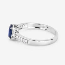Load image into Gallery viewer, 1.05 Carat Genuine Blue Sapphire and White Diamond 10K White Gold Ring