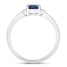 Load image into Gallery viewer, 1.05 Carat Genuine Blue Sapphire and White Diamond 10K White Gold Ring