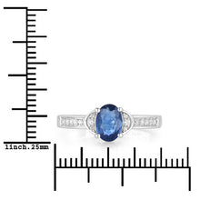 Load image into Gallery viewer, 1.05 Carat Genuine Blue Sapphire and White Diamond 10K White Gold Ring