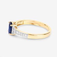 Load image into Gallery viewer, 1.05 Carat Genuine Blue Sapphire and White Diamond 10K Yellow Gold Ring