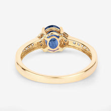 Load image into Gallery viewer, 1.05 Carat Genuine Blue Sapphire and White Diamond 10K Yellow Gold Ring