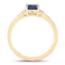Load image into Gallery viewer, 1.05 Carat Genuine Blue Sapphire and White Diamond 10K Yellow Gold Ring