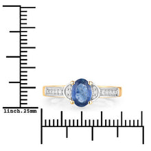 Load image into Gallery viewer, 1.05 Carat Genuine Blue Sapphire and White Diamond 10K Yellow Gold Ring