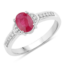 Load image into Gallery viewer, 0.95 Carat Genuine Ruby and White Diamond 10K White Gold Ring