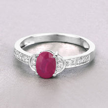 Load image into Gallery viewer, 0.95 Carat Genuine Ruby and White Diamond 10K White Gold Ring