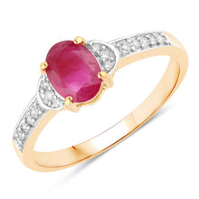 Load image into Gallery viewer, 0.95 Carat Genuine Ruby and White Diamond 10K Yellow Gold Ring