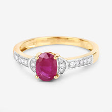 Load image into Gallery viewer, 0.95 Carat Genuine Ruby and White Diamond 10K Yellow Gold Ring