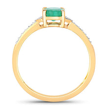 Load image into Gallery viewer, 0.82 Carat Genuine Zambian Emerald and White Diamond 14K Yellow Gold Ring