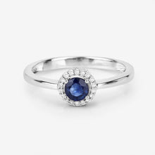 Load image into Gallery viewer, 0.52 Carat Genuine Blue Sapphire and White Diamond 14K White Gold Ring