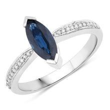 Load image into Gallery viewer, 1.44 Carat Genuine Blue Sapphire and White Diamond 14K White Gold Ring