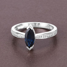 Load image into Gallery viewer, 1.44 Carat Genuine Blue Sapphire and White Diamond 14K White Gold Ring
