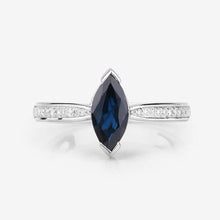 Load image into Gallery viewer, 1.44 Carat Genuine Blue Sapphire and White Diamond 14K White Gold Ring