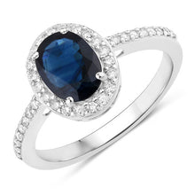 Load image into Gallery viewer, 1.82 Carat Genuine Blue Sapphire and White Diamond 14K White Gold Ring