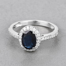 Load image into Gallery viewer, 1.82 Carat Genuine Blue Sapphire and White Diamond 14K White Gold Ring