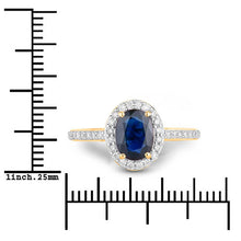Load image into Gallery viewer, 1.82 Carat Genuine Blue Sapphire and White Diamond 14K Yellow Gold Ring