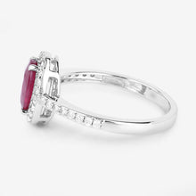 Load image into Gallery viewer, 1.73 Carat Genuine Ruby and White Diamond 14K White Gold Ring