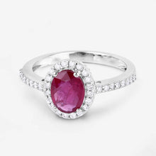 Load image into Gallery viewer, 1.73 Carat Genuine Ruby and White Diamond 14K White Gold Ring