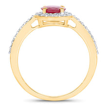 Load image into Gallery viewer, 1.73 Carat Genuine Ruby and White Diamond 14K Yellow Gold Ring