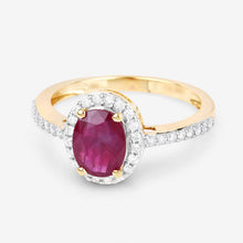 Load image into Gallery viewer, 1.73 Carat Genuine Ruby and White Diamond 14K Yellow Gold Ring