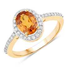 Load image into Gallery viewer, 1.66 Carat Genuine Spessartite Garnet and White Diamond 14K Yellow Gold Ring