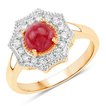 Load image into Gallery viewer, 2.01 Carat Genuine Ruby and White Diamond 14K Yellow Gold Ring