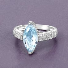 Load image into Gallery viewer, 2.09 Carat Genuine Aquamarine and White Diamond 14K White Gold Ring