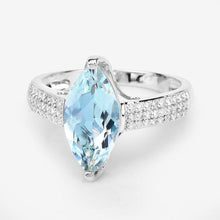 Load image into Gallery viewer, 2.09 Carat Genuine Aquamarine and White Diamond 14K White Gold Ring