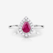 Load image into Gallery viewer, 0.92 Carat Genuine Ruby and White Diamond 14K White Gold Ring