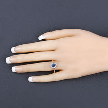 Load image into Gallery viewer, 1.11 Carat Genuine Blue Sapphire and White Diamond 10K Yellow Gold Ring