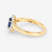 Load image into Gallery viewer, 1.11 Carat Genuine Blue Sapphire and White Diamond 10K Yellow Gold Ring