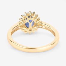 Load image into Gallery viewer, 1.11 Carat Genuine Blue Sapphire and White Diamond 10K Yellow Gold Ring