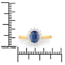 Load image into Gallery viewer, 1.11 Carat Genuine Blue Sapphire and White Diamond 10K Yellow Gold Ring