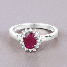 Load image into Gallery viewer, 1.01 Carat Genuine Ruby and White Diamond 10K White Gold Ring