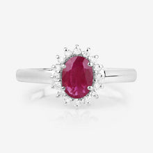 Load image into Gallery viewer, 1.01 Carat Genuine Ruby and White Diamond 10K White Gold Ring