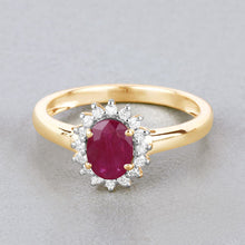 Load image into Gallery viewer, 1.01 Carat Genuine Ruby and White Diamond 10K Yellow Gold Ring
