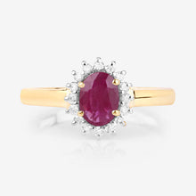 Load image into Gallery viewer, 1.01 Carat Genuine Ruby and White Diamond 10K Yellow Gold Ring