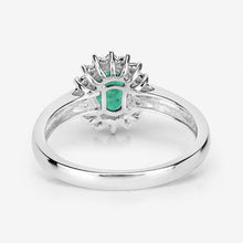 Load image into Gallery viewer, 0.86 Carat Genuine Zambian Emerald and White Diamond 14K White Gold Ring