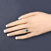 Load image into Gallery viewer, 0.86 Carat Genuine Zambian Emerald and White Diamond 14K White Gold Ring