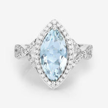 Load image into Gallery viewer, 2.24 Carat Genuine Aquamarine and White Diamond 14K White Gold Ring