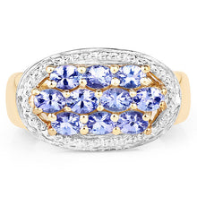 Load image into Gallery viewer, 14K Yellow Gold Plated 1.70 Carat Genuine Tanzanite .925 Sterling Silver Ring