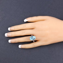 Load image into Gallery viewer, 8.84 Carat Genuine Aquamarine and White Diamond 14K White Gold Ring