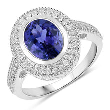 Load image into Gallery viewer, 2.94 Carat Genuine Tanzanite and White Diamond 14K White Gold Ring