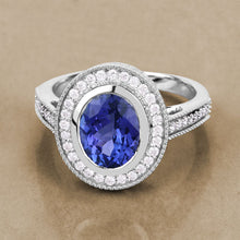 Load image into Gallery viewer, 2.94 Carat Genuine Tanzanite and White Diamond 14K White Gold Ring