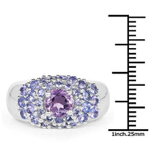 Load image into Gallery viewer, 2.43 Carat Genuine Amethyst and Tanzanite .925 Sterling Silver Ring