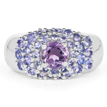 Load image into Gallery viewer, 2.43 Carat Genuine Amethyst and Tanzanite .925 Sterling Silver Ring