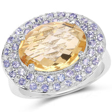 Load image into Gallery viewer, 5.78 Carat Genuine Citrine and Tanzanite .925 Sterling Silver Ring