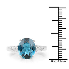 Load image into Gallery viewer, 2.64 Carat Genuine London Blue Topaz and White Topaz .925 Sterling Silver Ring