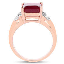 Load image into Gallery viewer, 14K Rose Gold Plated 4.26 Carat Genuine Glass Filled Ruby and White Topaz .925 Sterling Silver Ring