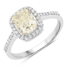 Load image into Gallery viewer, IGI Certified 2.05 Carat Genuine Light Yellow Diamond Center and 0.29cttw White Diamond 18K White Gold Ring (2.34cttw)
